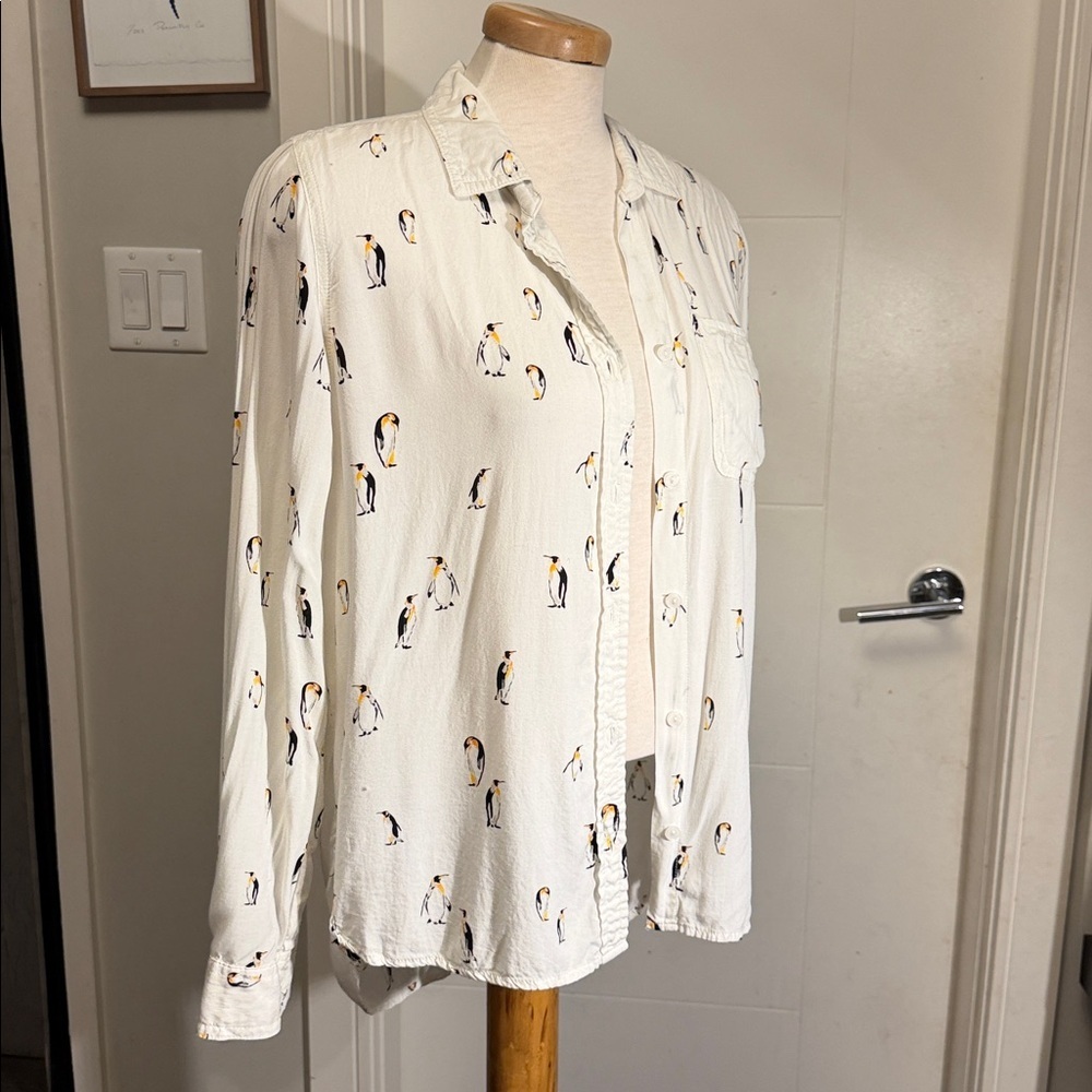 Penguin Velvet Heart button up